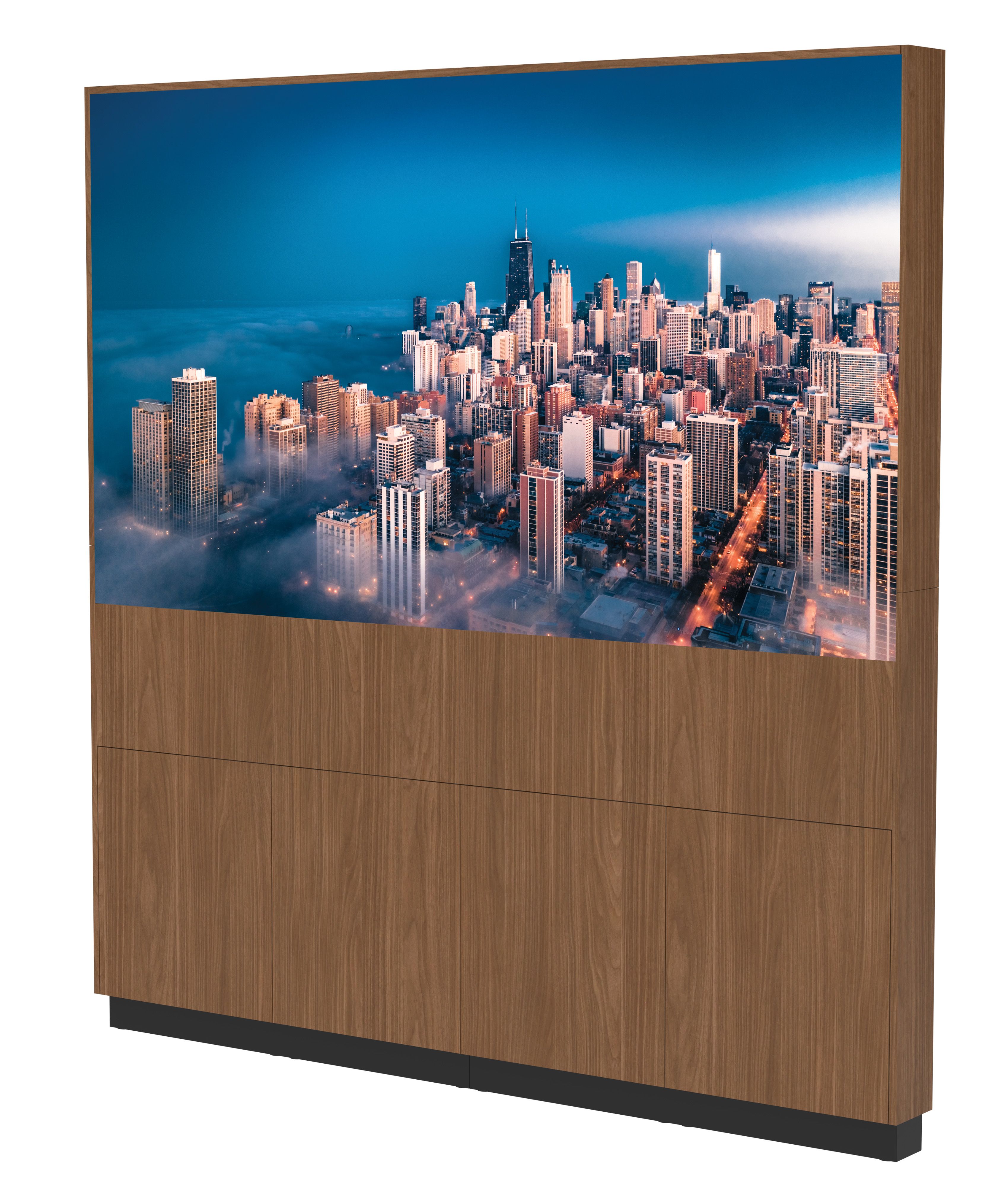 108 inch all-in-one dvLED display solution in Walnut