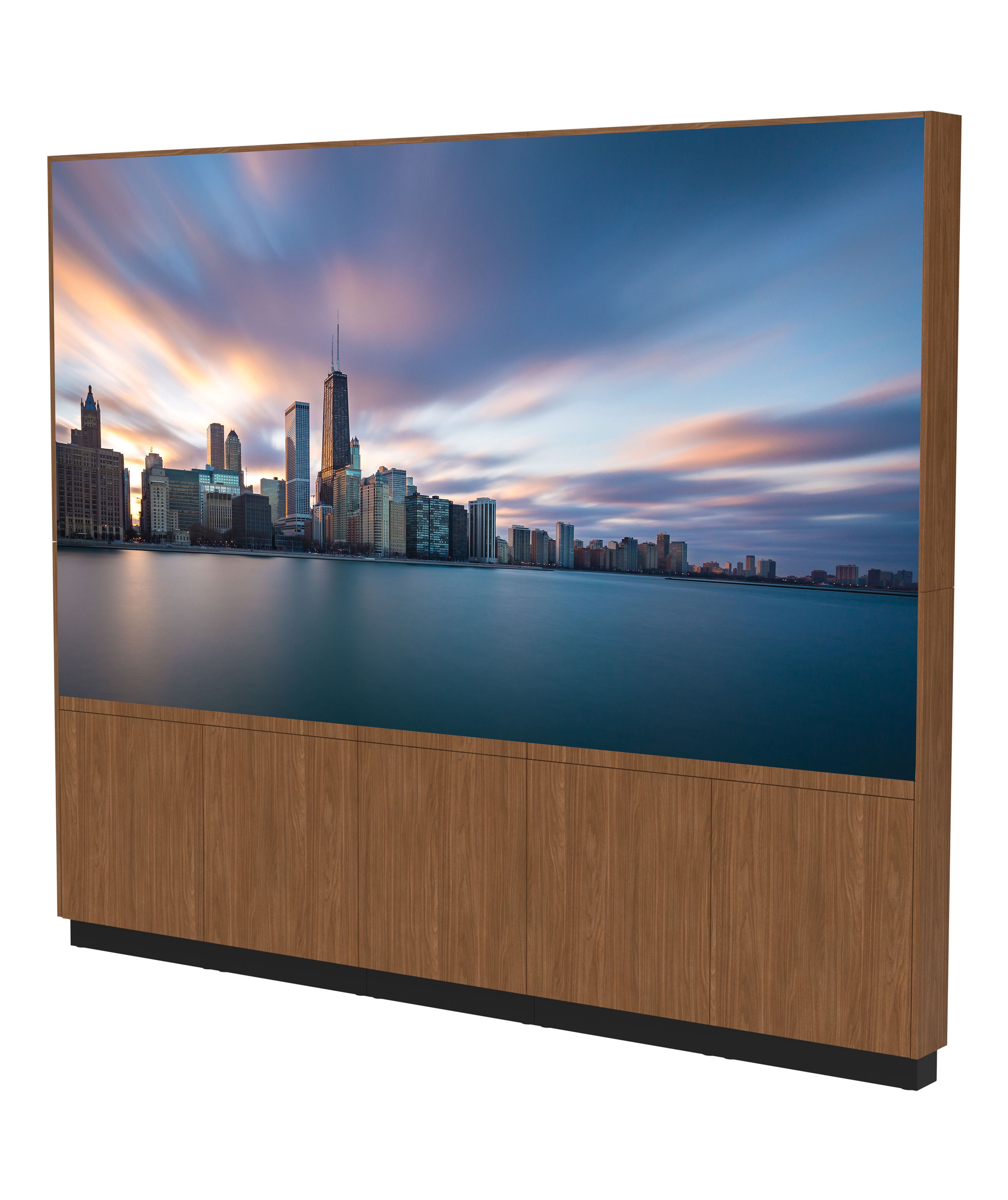 136 inch all-in-one dvLED display solution in Walnut